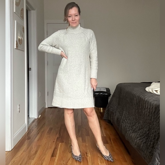 Mock Neck Long Sleeve Knee Length Sweater Dress - Picture 3 of 10